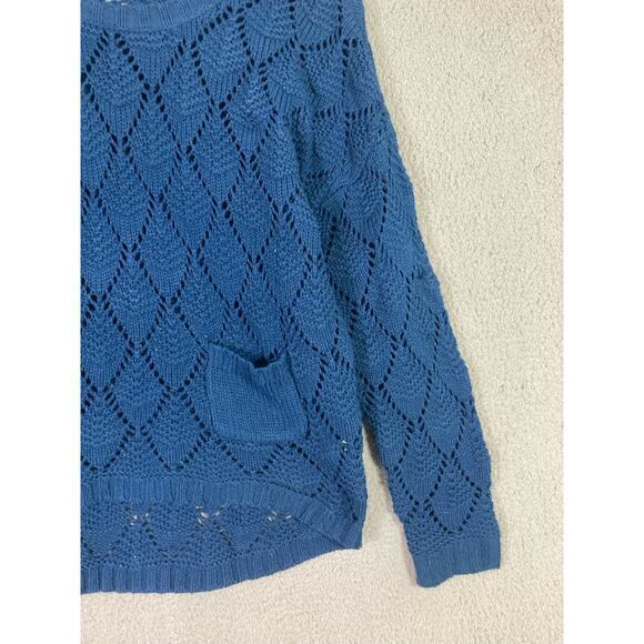 89th & Madison Women’s Blue Crochet Knit Pullover Sweater Medium Soft Cozy - Picture 8 of 8